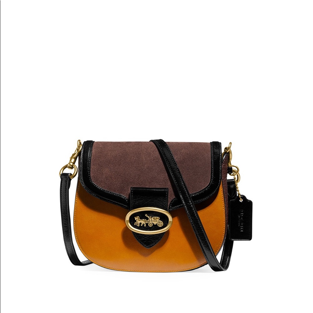 Coach Kat Saddle Bag 20 Colorblock Saffron Multi - Picture 1 of 9